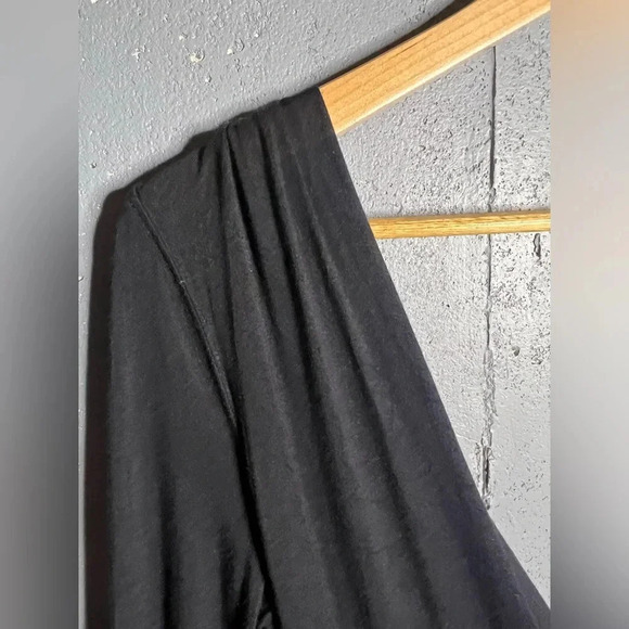 Free People black deep V, faux wrap long sleeve top.  Size XS - Picture 3 of 7